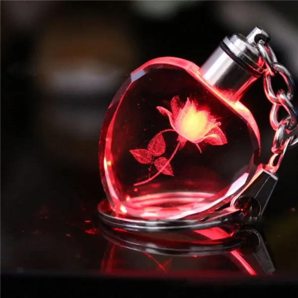 Llavero luminoso con rosa de amor - Imagen 2